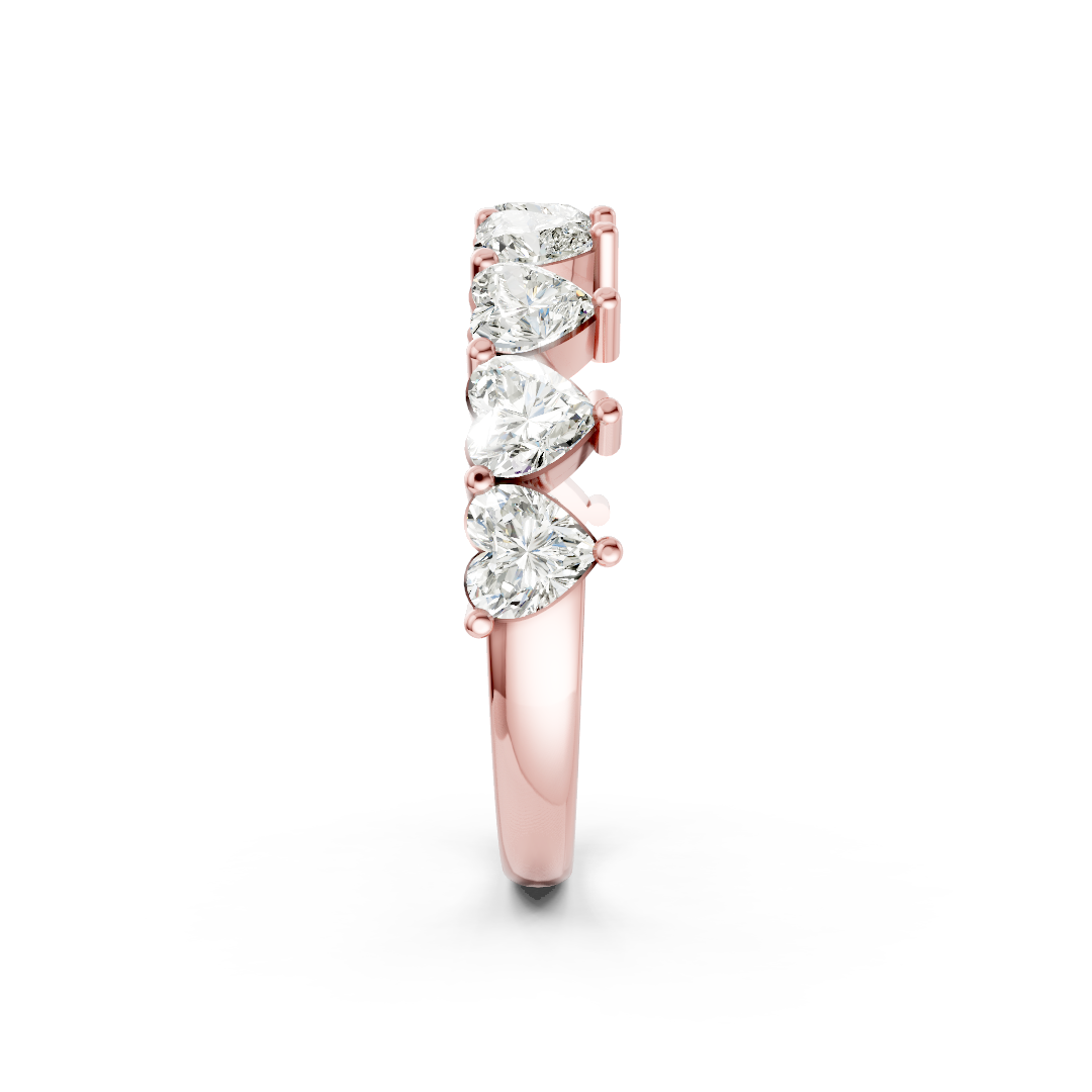 Shared Prong Heart Cut Half Eternity Band