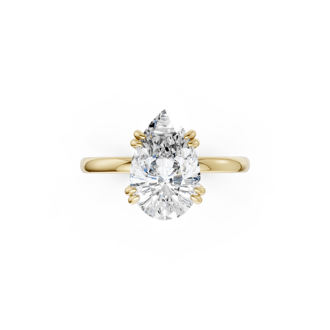 Double Prong Pear Solitaire Ring