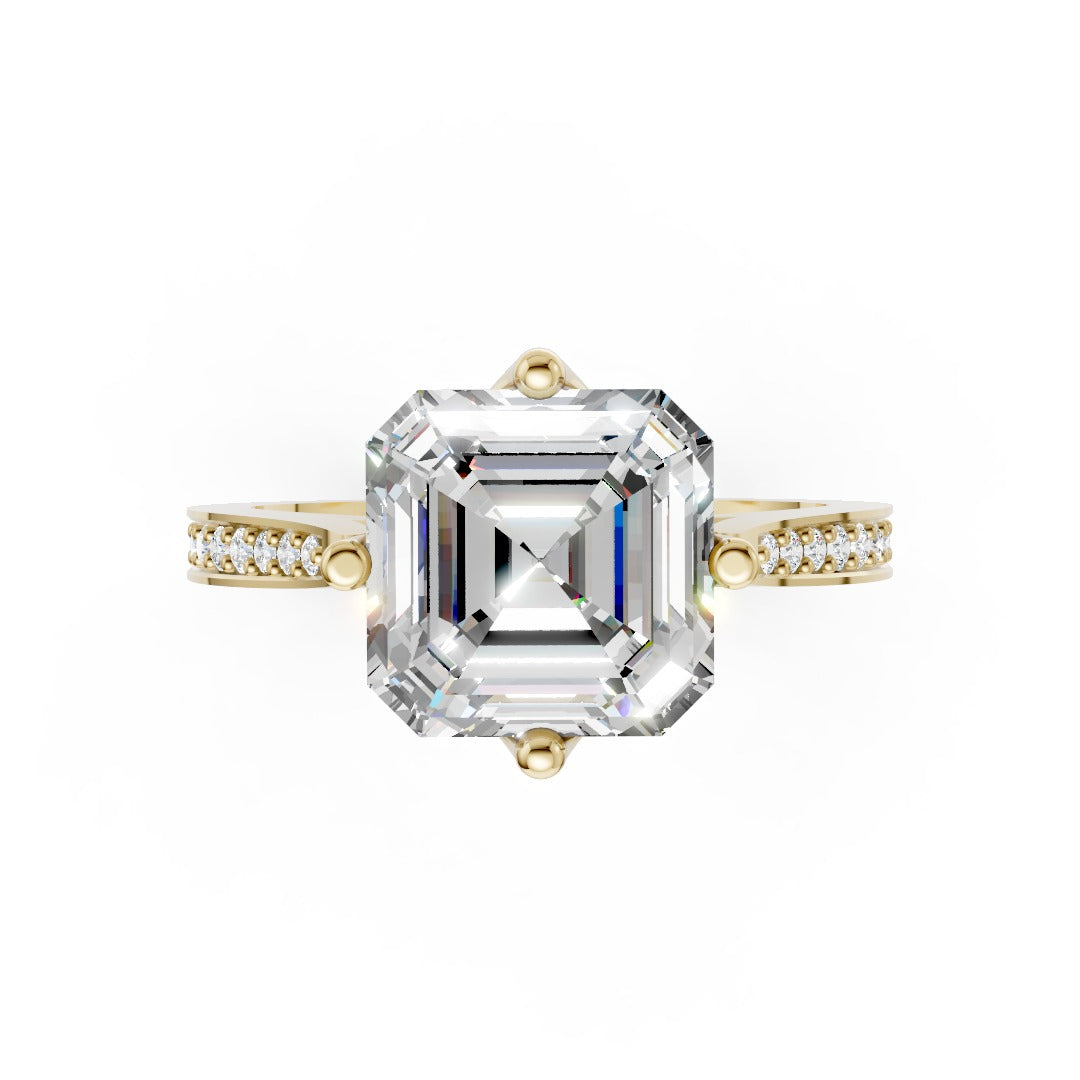 Elegant Asscher Cut Diamond Ring with Delicate Pavé Band