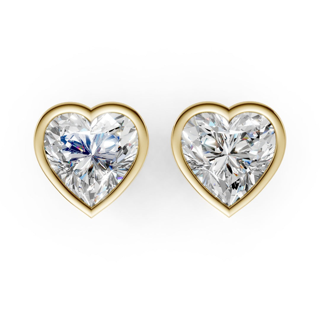 Heart Cut Lab Grown Diamond Bezel Set Stud Earring