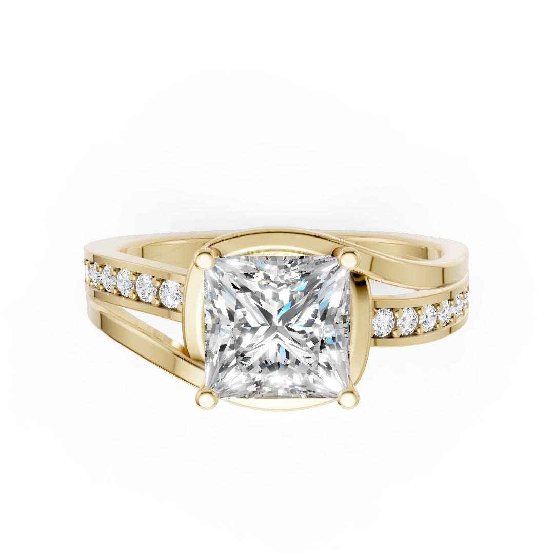 Princess Accented Bypass Lab Diamond Engagement Ring