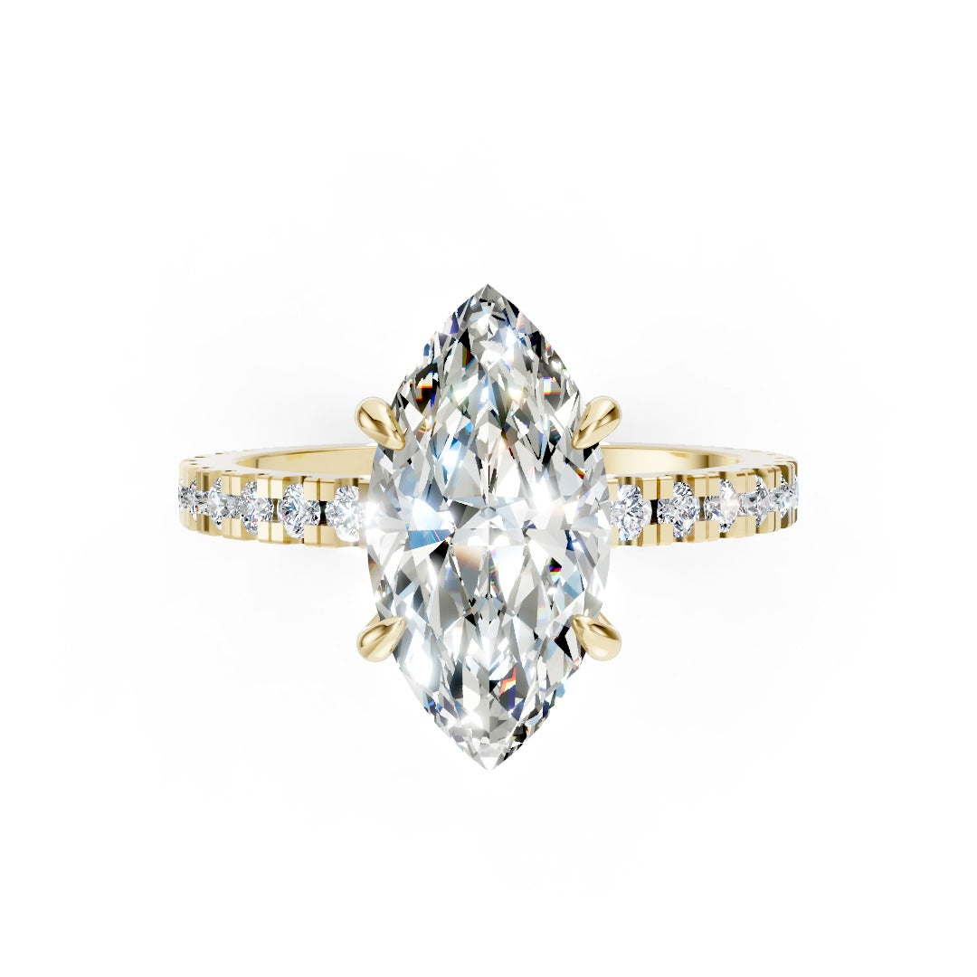 Marquise Diamond With Hidden Halo Anniversary Ring