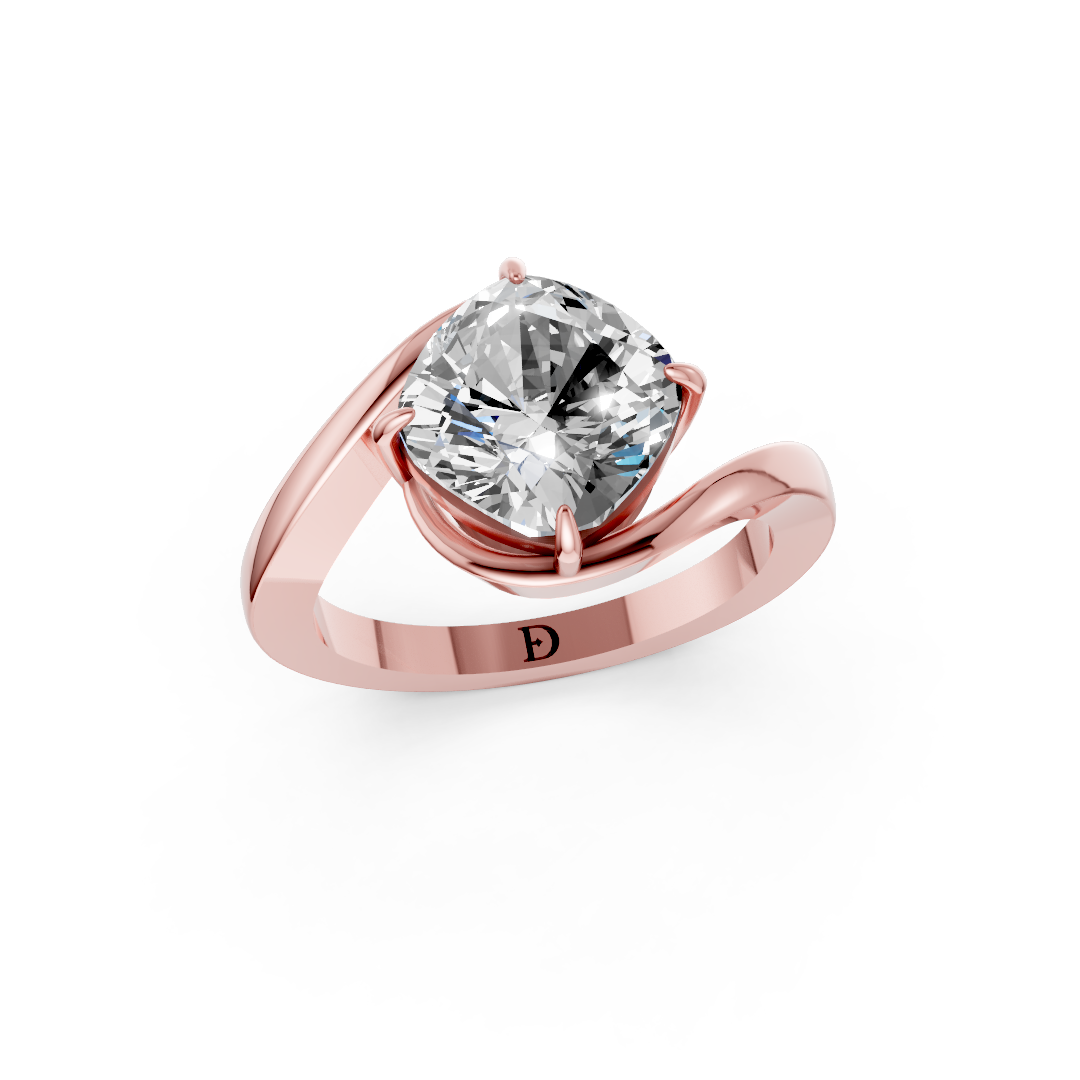 Cushion Diamond Bypass Shank Ring