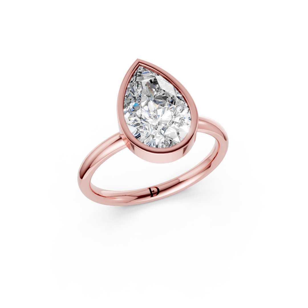 Pear Solitaire Bezel Ring