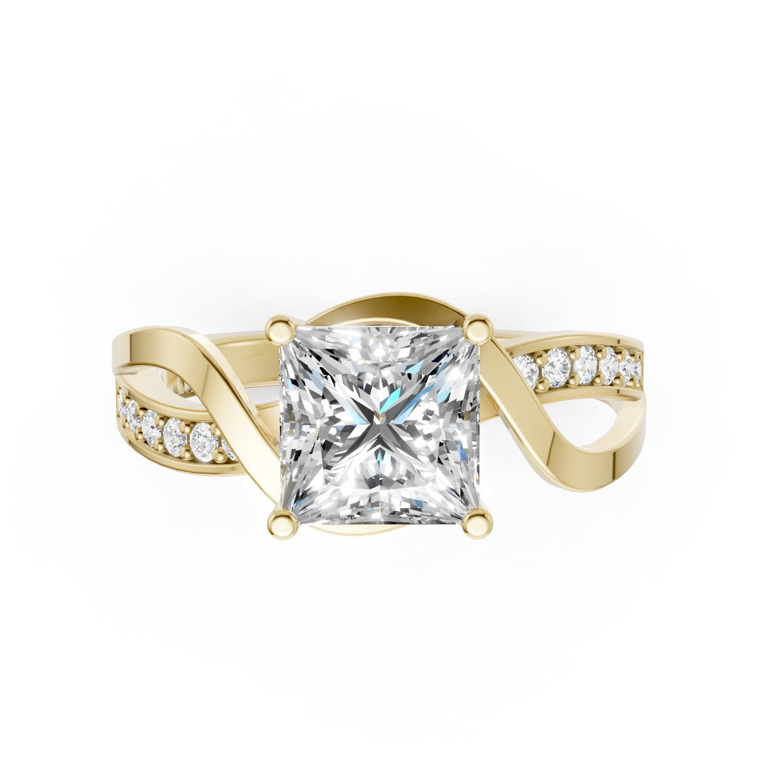 Princess Cut Diamond Bypass With Ribbon Wrap Set Ring