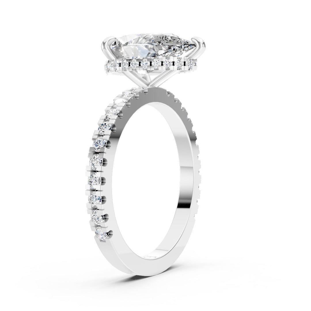 Pear Diamond With Hidden Halo Anniversary Ring