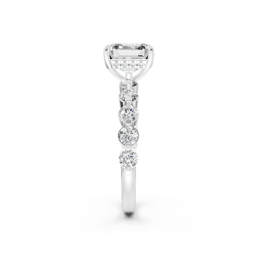 Asscher Diamond Shared Prong Engagement Ring