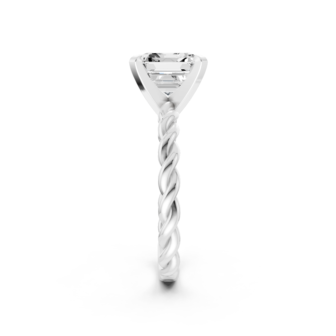 Asscher Diamond Twisted Shank Ring