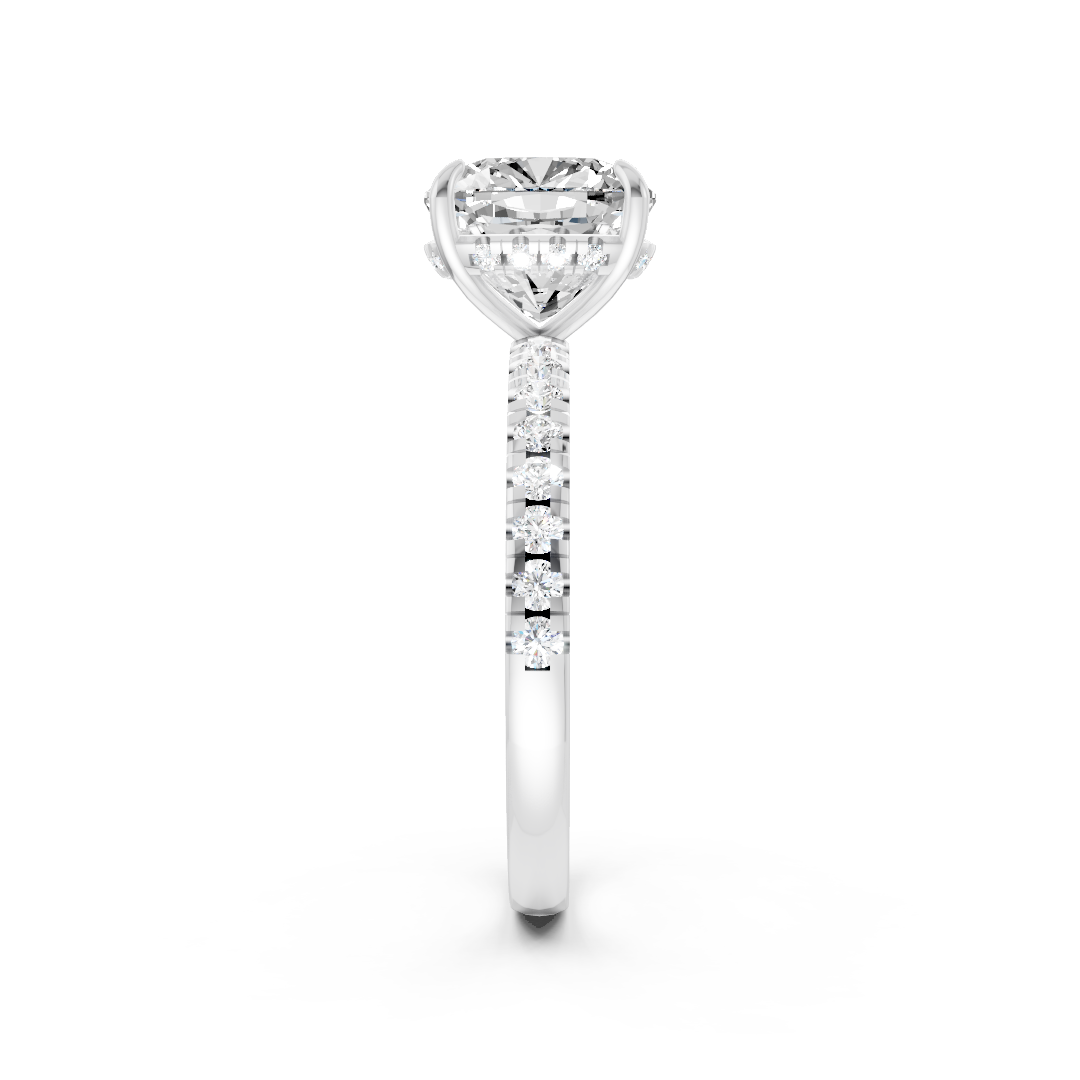 Cushion Cut Hidden Halo Pave Set Ring