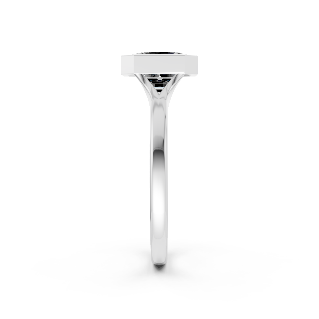 Asscher Bezel Cathedral Shank Ring