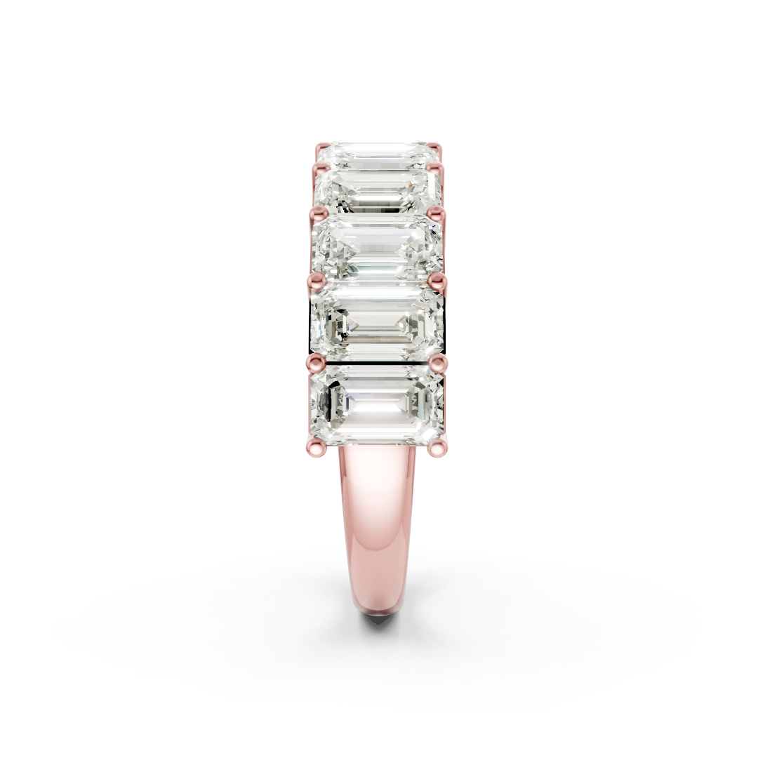 Shared Prong Emerald Cut Half Eternity Band