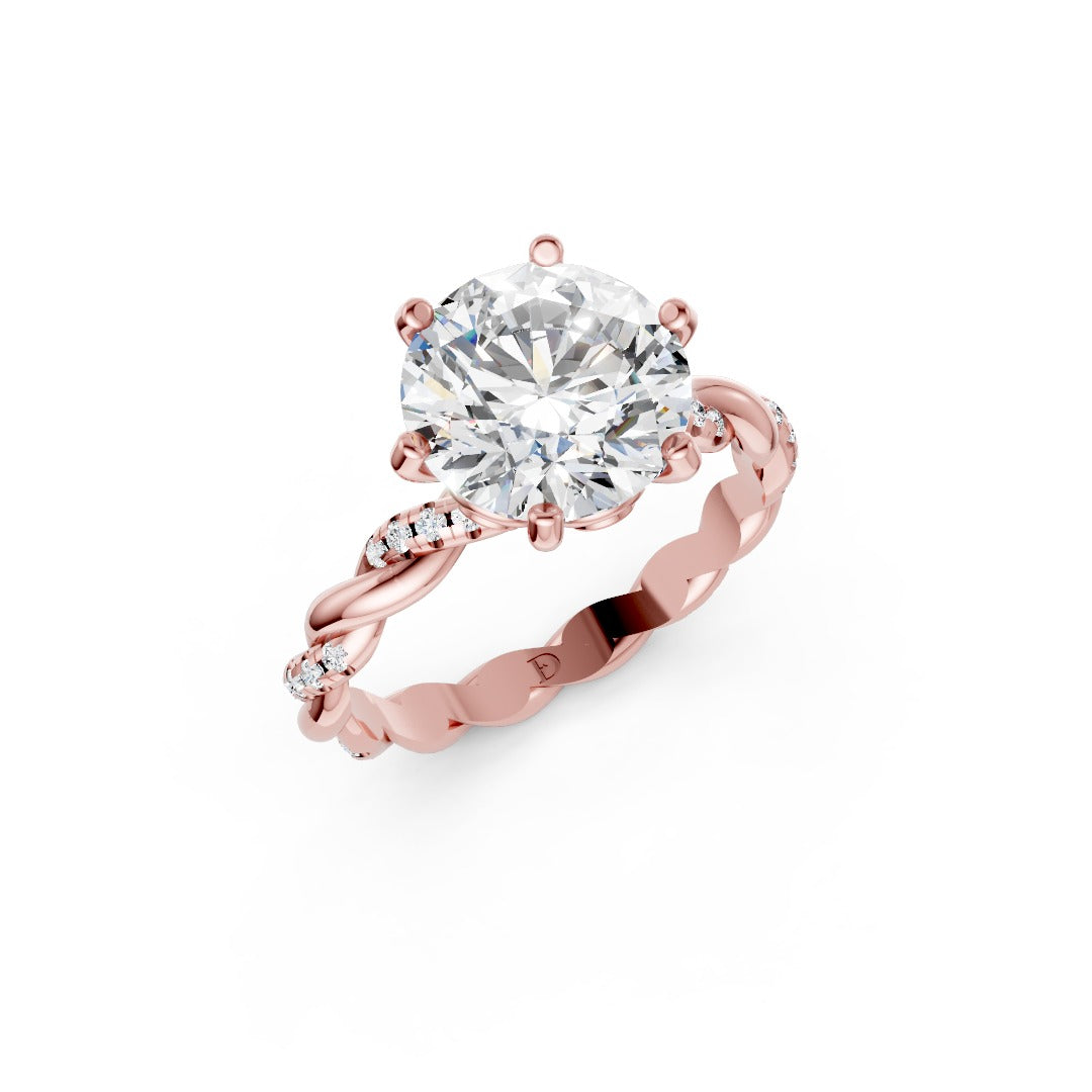 Twisted Vine Round Brilliant Diamond Ceremony Ring