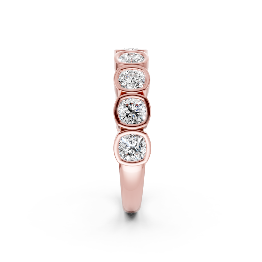 Bezel Set Cushion Diamond Half Eternity Band
