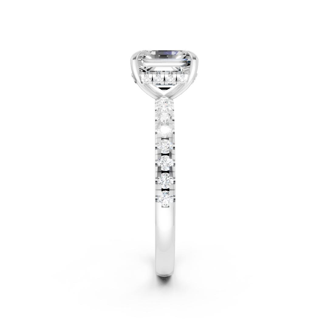 Asscher Cut Hidden Halo Pave Set Ring