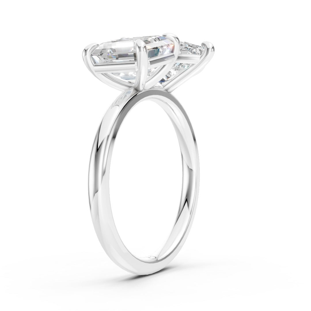 Toi et Moi Pear And Asscher Cut Engagement Ring