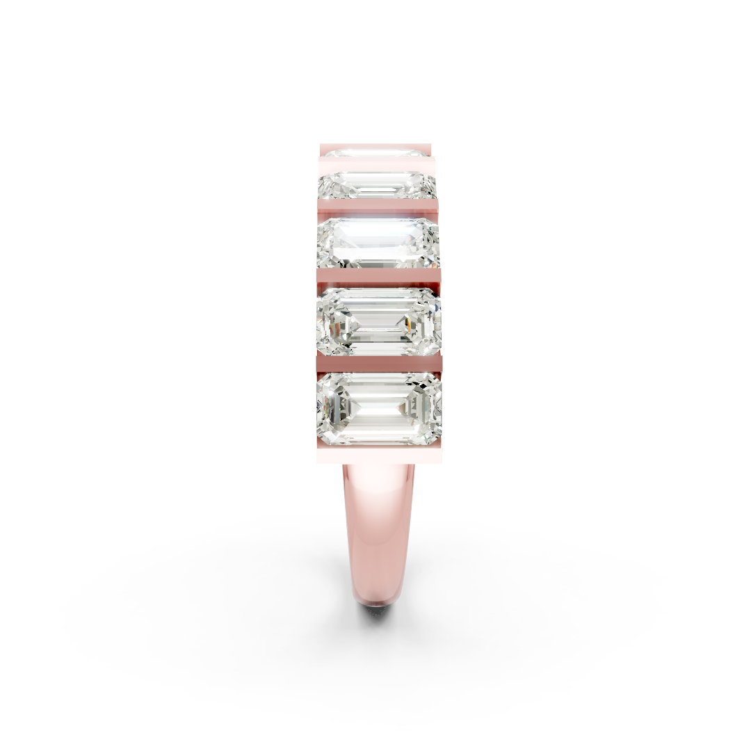 Emerald Diamond Bar Set Half Eternity Band