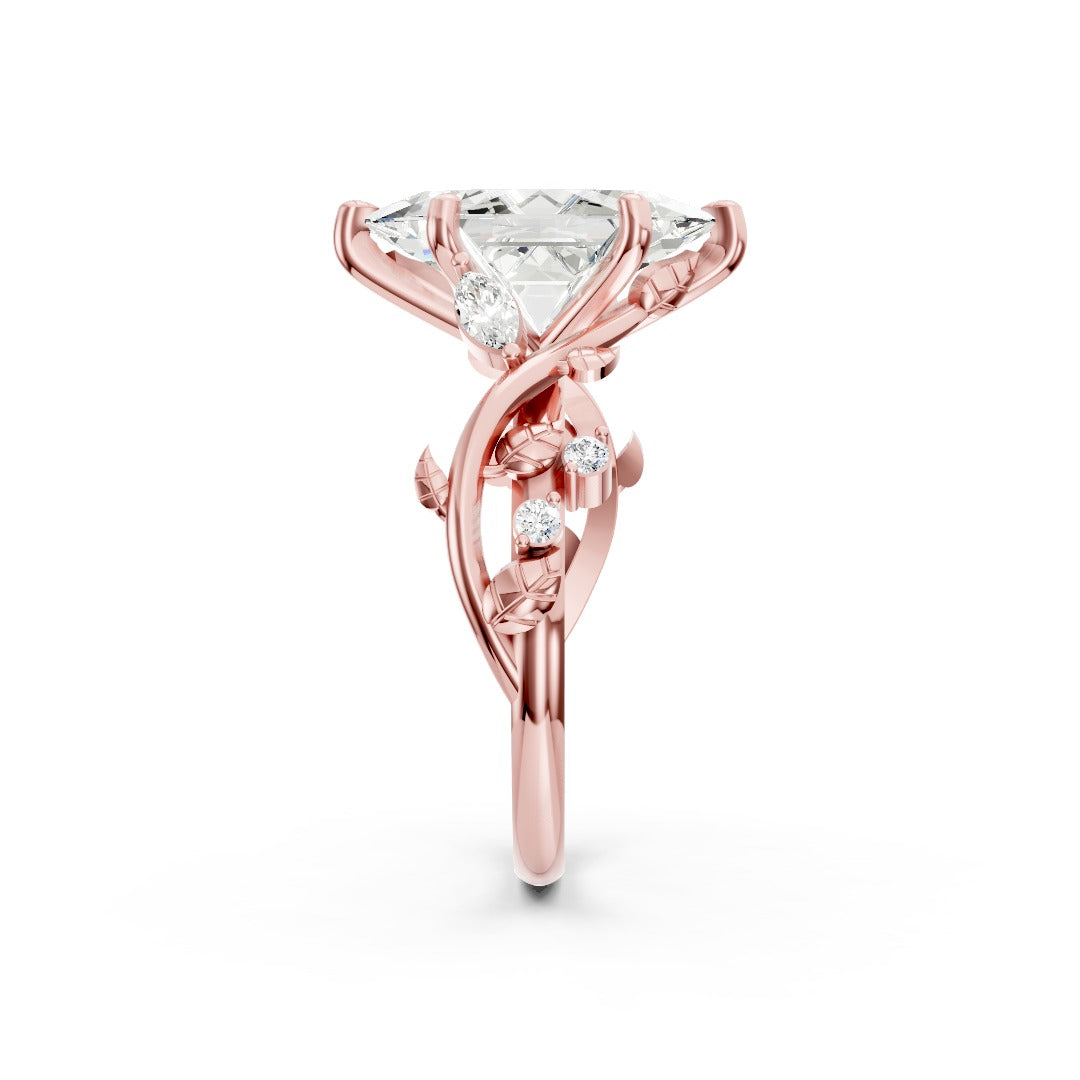 Dutch Marquise Cut Lab Grown Diamond Botanical Bypass Engagement Ring