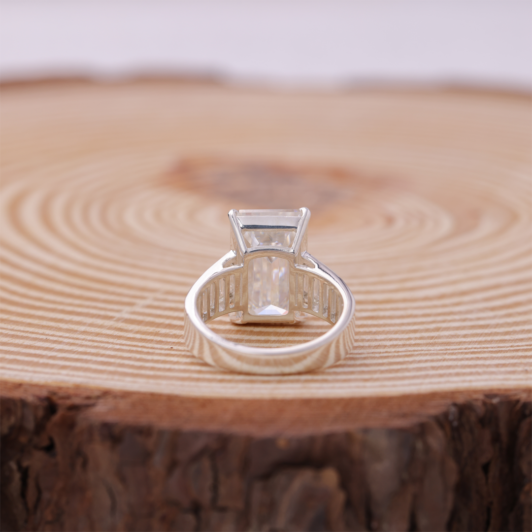 Emerald Cut Claw Prong Diamond Engagement Ring