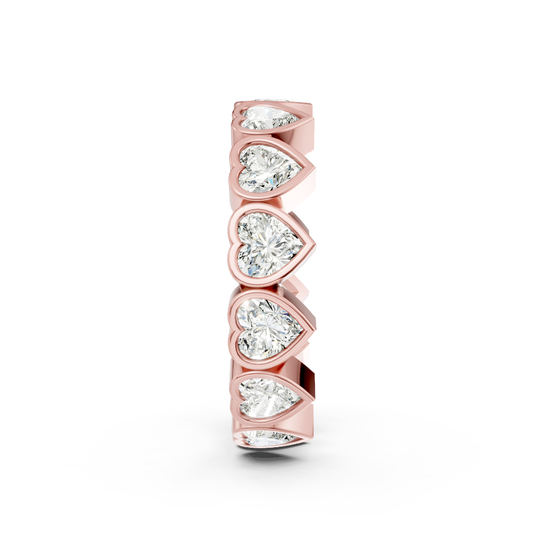 Heart Diamond Bezel Set Eternity Band
