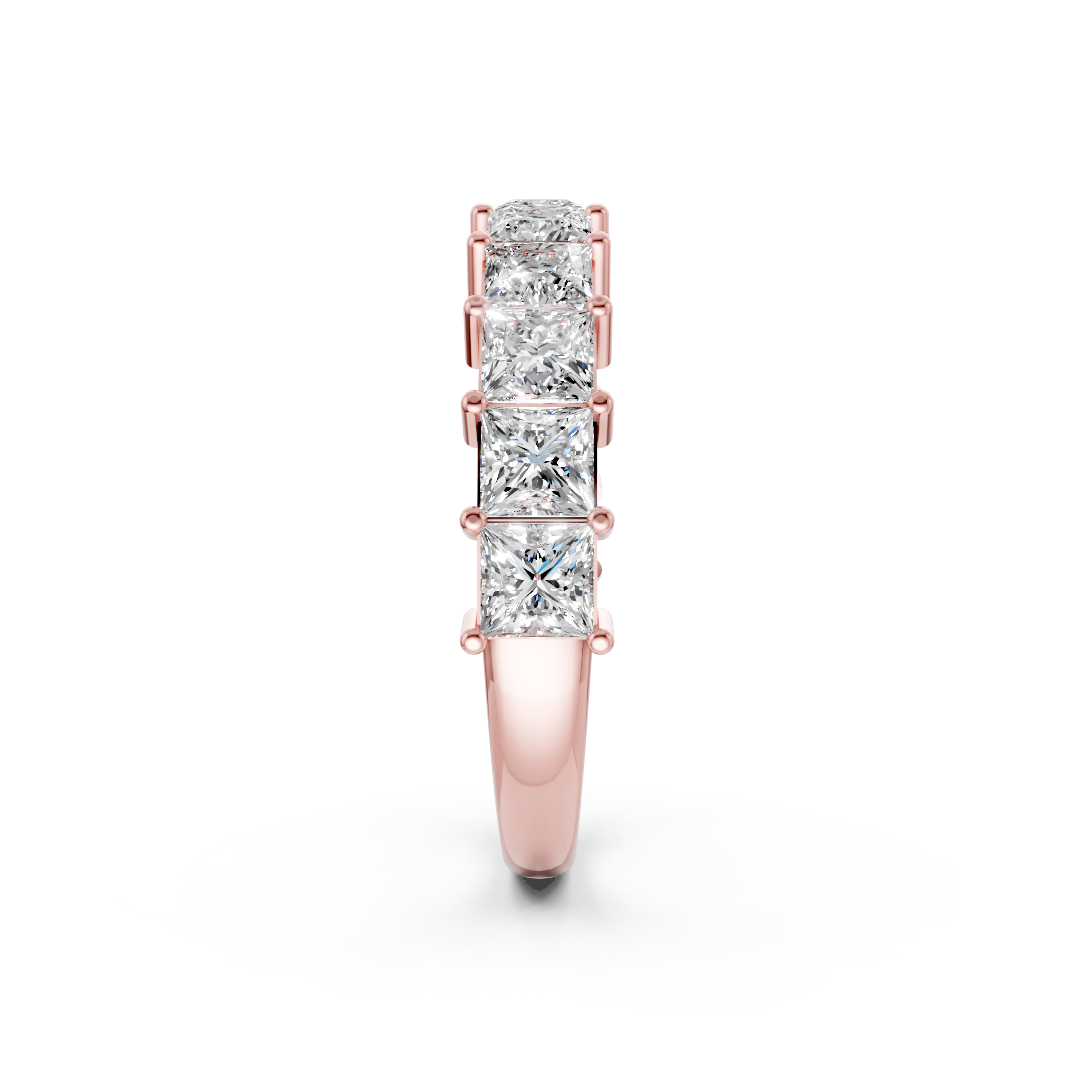 Shared Prong Princess Cut Half Eternity Band