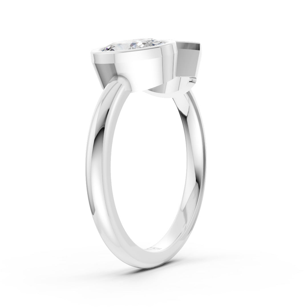 Toi at Moi Bezel Set Pear and Oval Cut Diamond Anniversary Ring