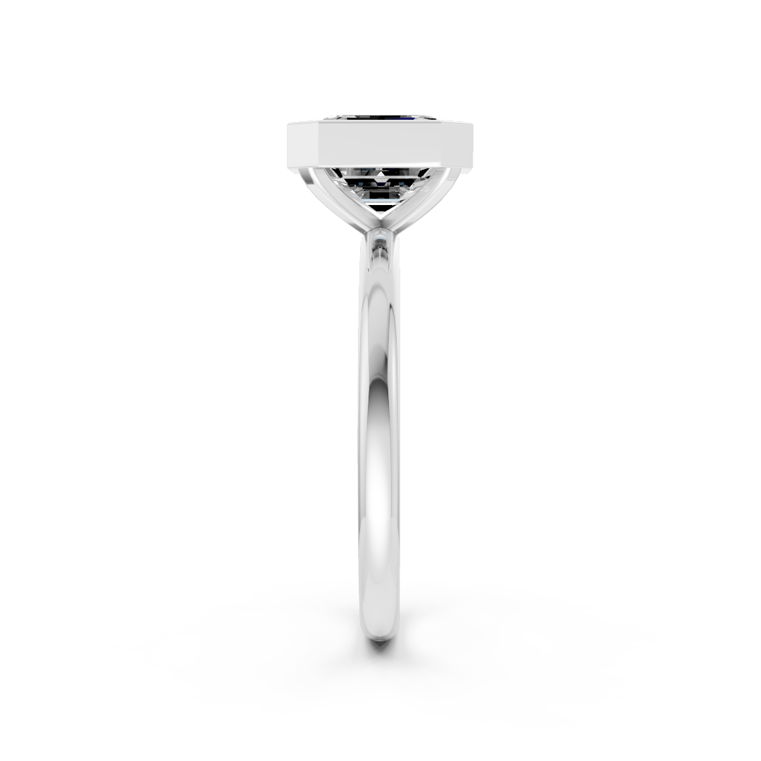 Asscher Solitaire Bezel Ring