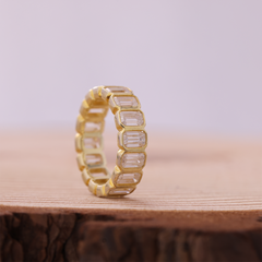 Emerald Cut Full Bezel Set Wedding Band
