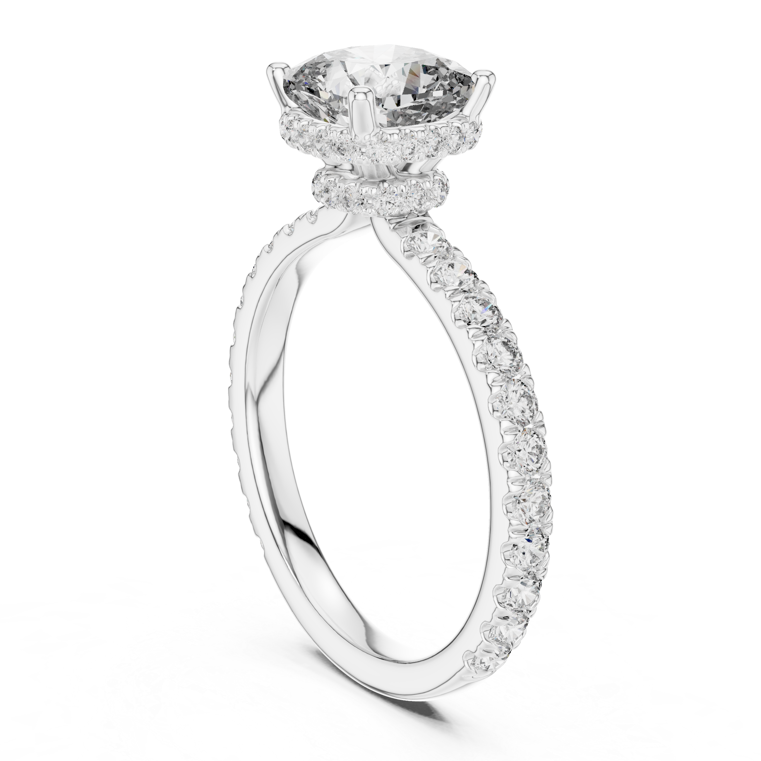 Cushion Diamond Double Hidden Halo Ring