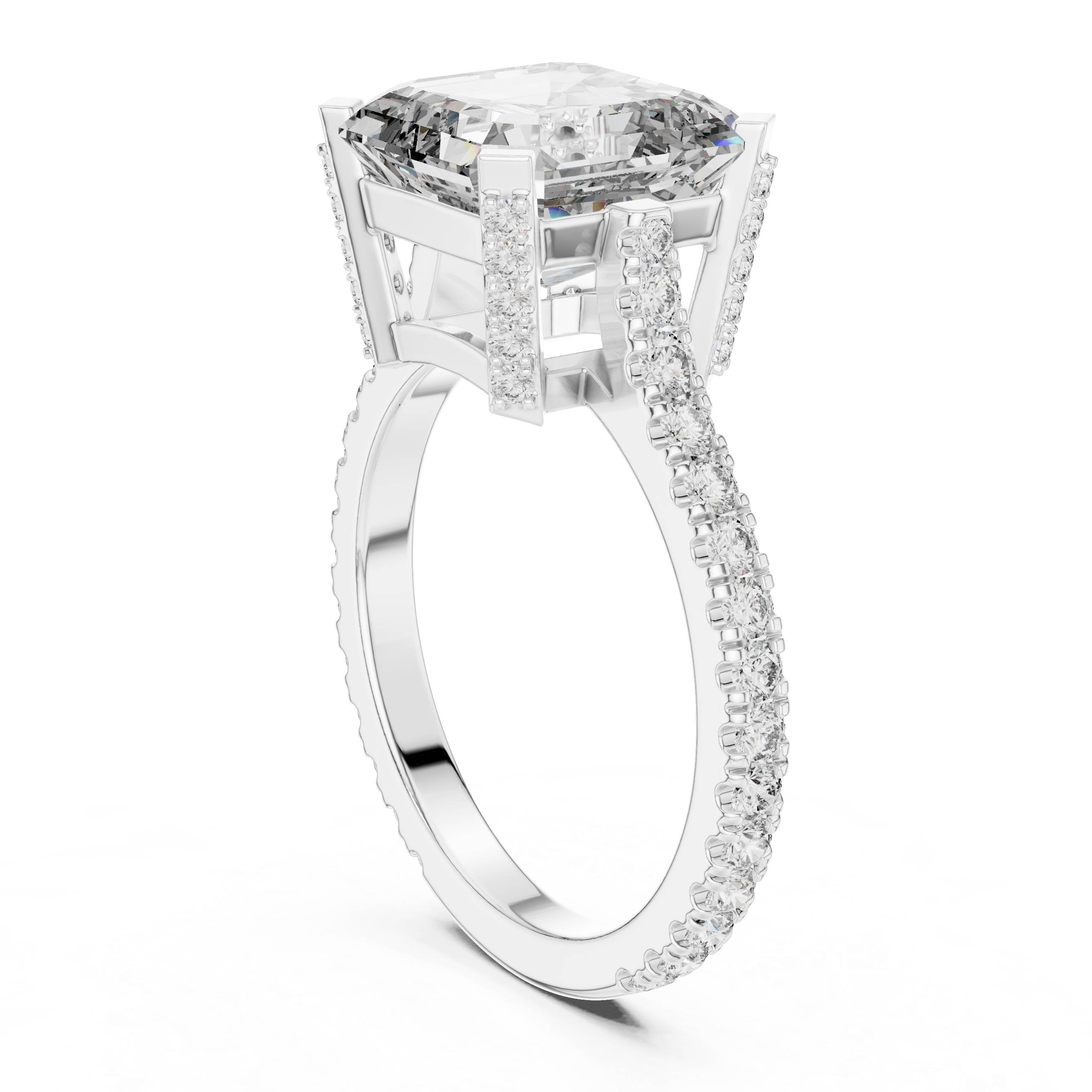 Asscher Cut Geometric Encrusted Ring