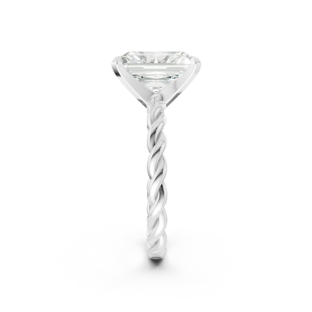 Radiant Diamond Twisted Shank Ring