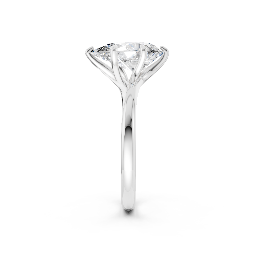 Pear Diamond Bypass Shank Solitaire Ring