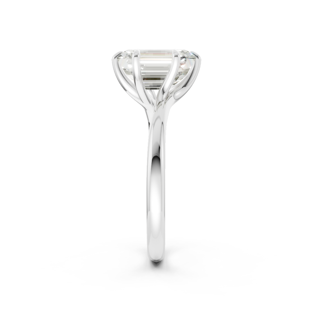 Emerald Diamond Bypass Shank Solitaire Ring