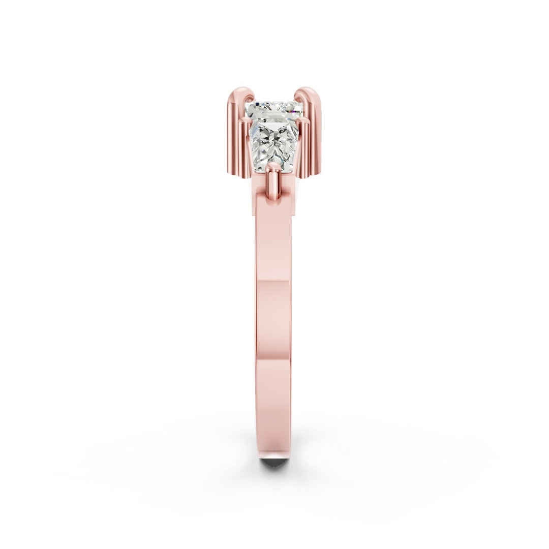 Emerald Cut Three Stone Diamond Engagement Ring