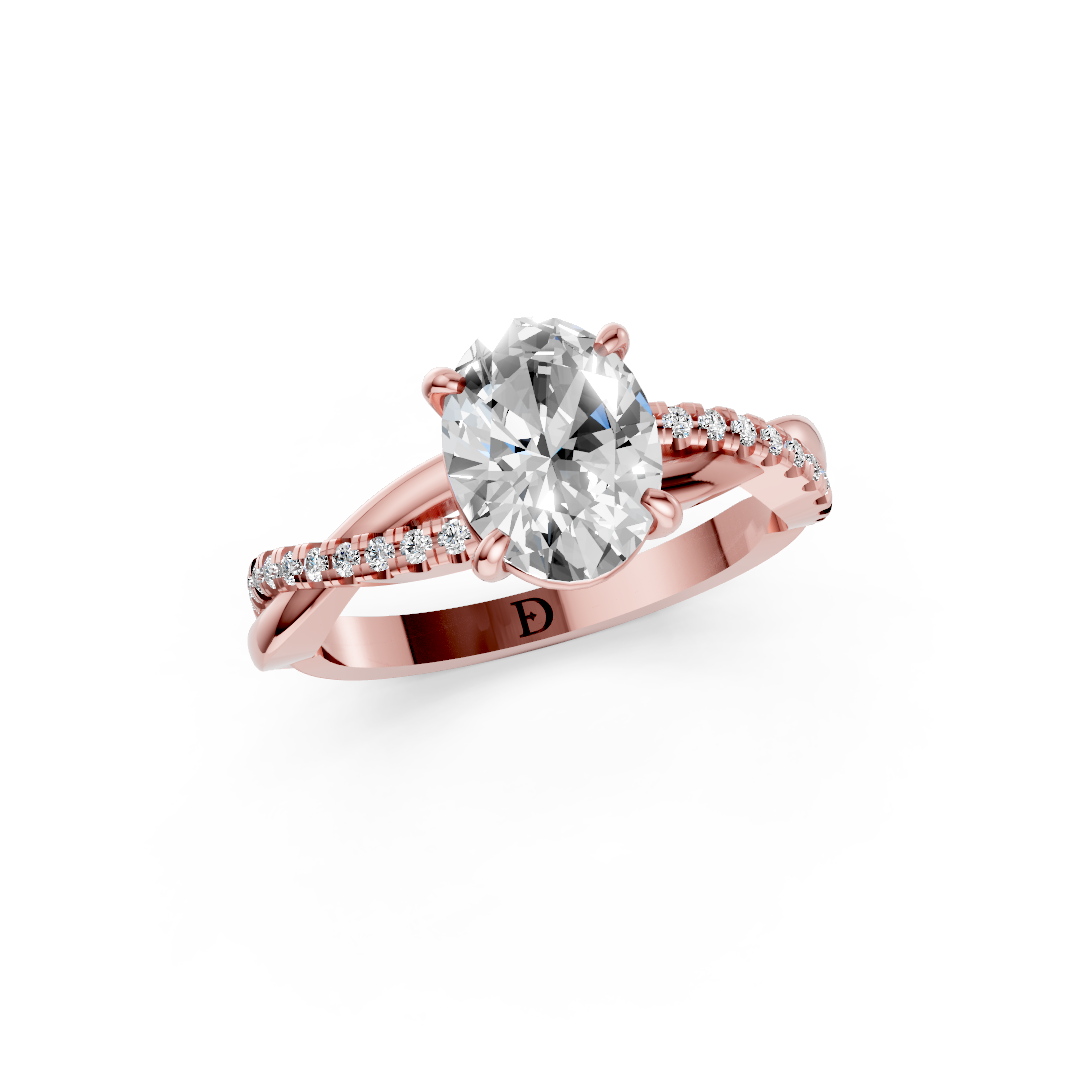 Oval Cut Diamond Twisted Infinity Ring With Half-Pavé Shank