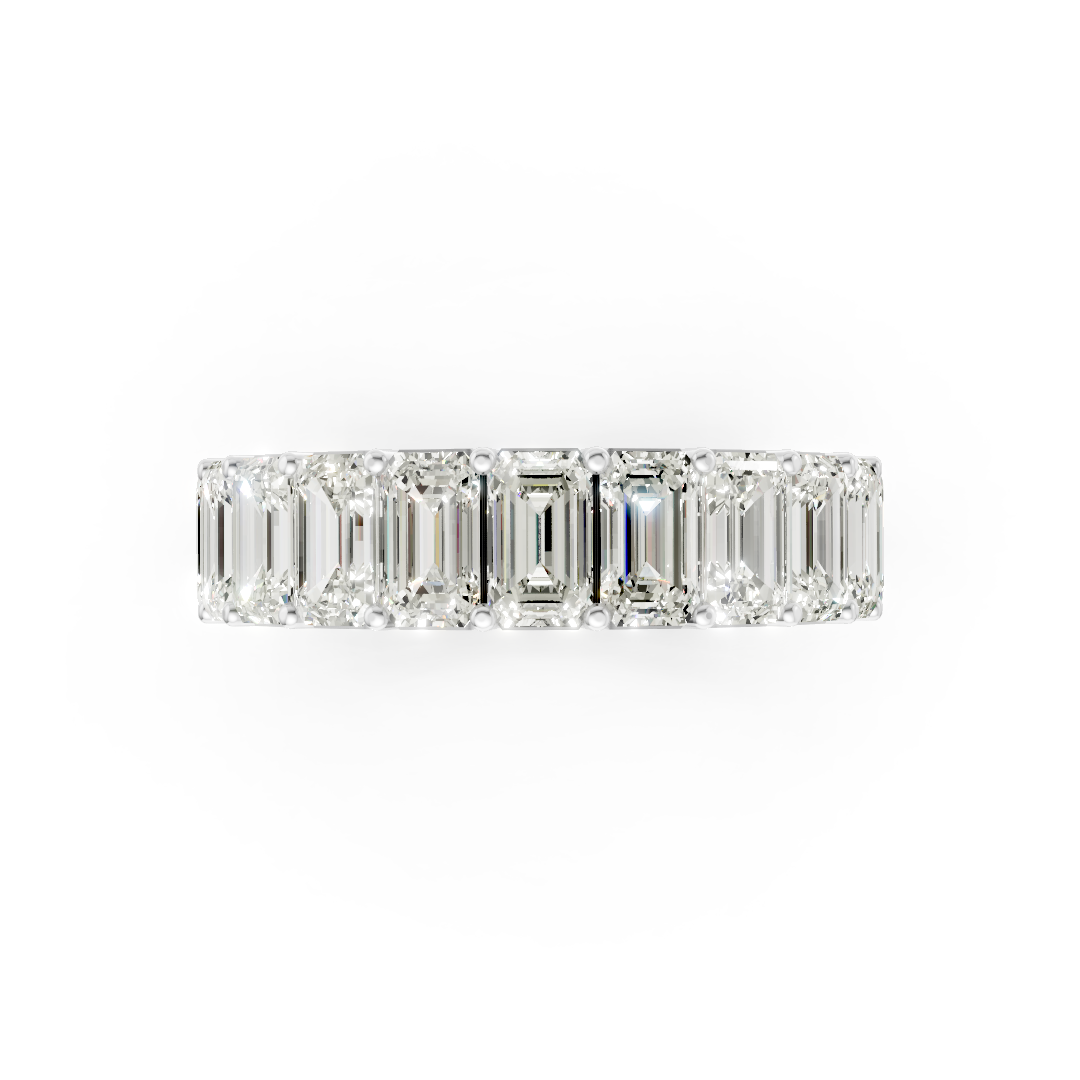 Emerald Diamond Shared Prong Eternity Band