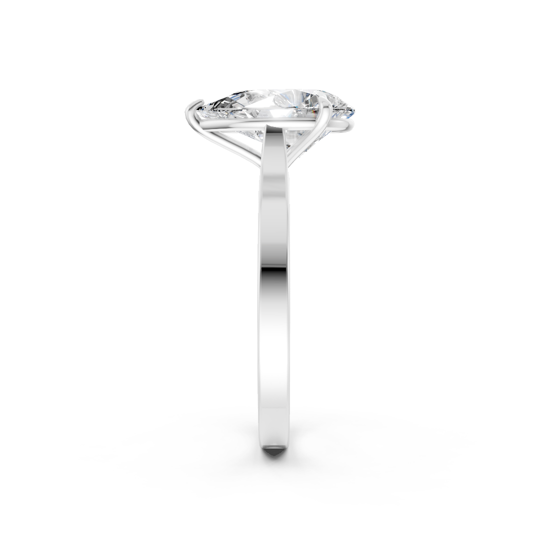 Pear Solitaire Cathedral Shank Ring