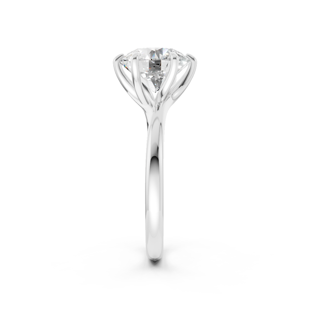 Round Diamond Bypass Shank Solitaire Ring