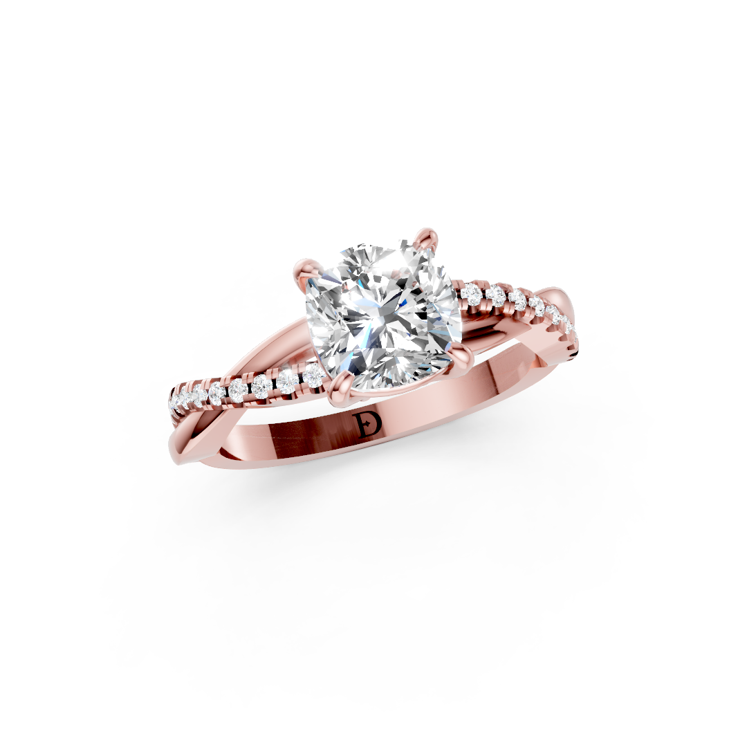 Cushion Cut Diamond Twisted Infinity Ring With Half-Pavé Shank