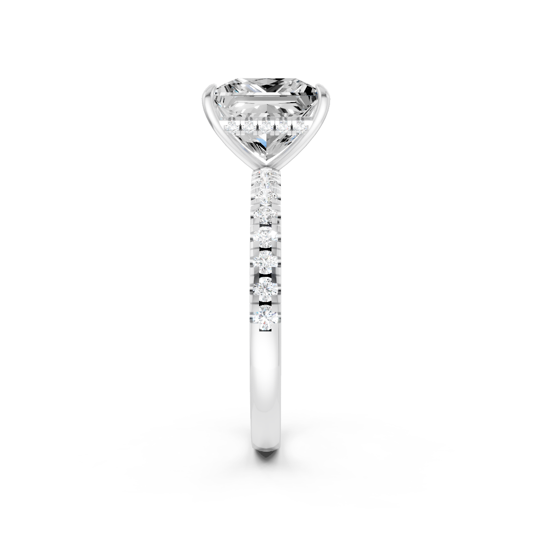 Princess Cut Hidden Halo Pave Set Ring