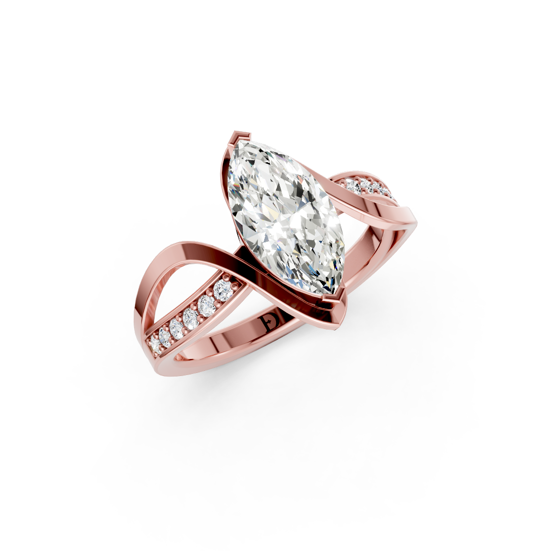 Marquise Cut Diamond Bypass With Ribbon Wrap Set Ring
