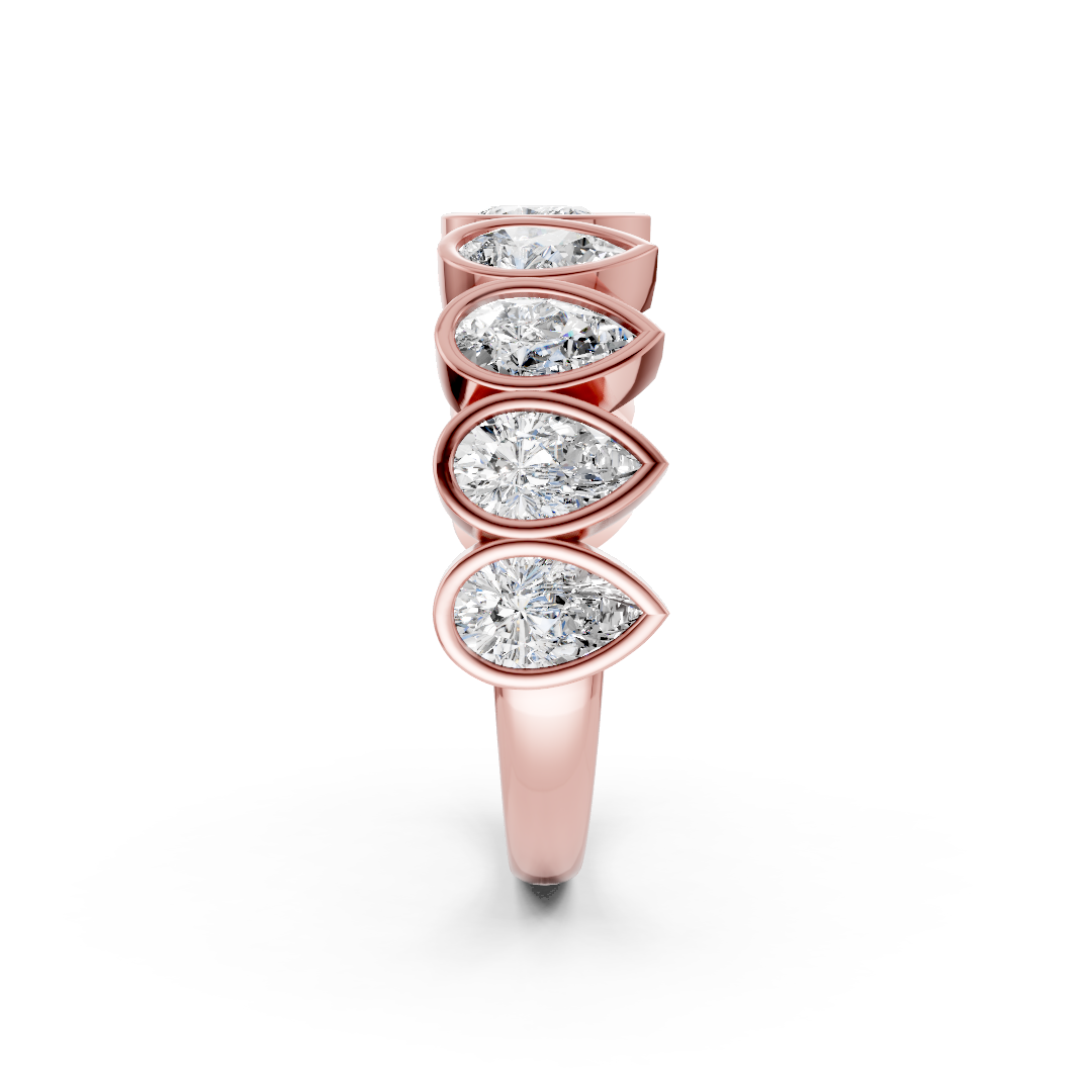 Bezel Set Pear Diamond Half Eternity Band
