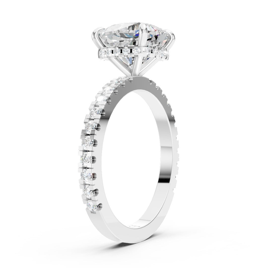 Cushion Diamond With Hidden Halo Anniversary Ring