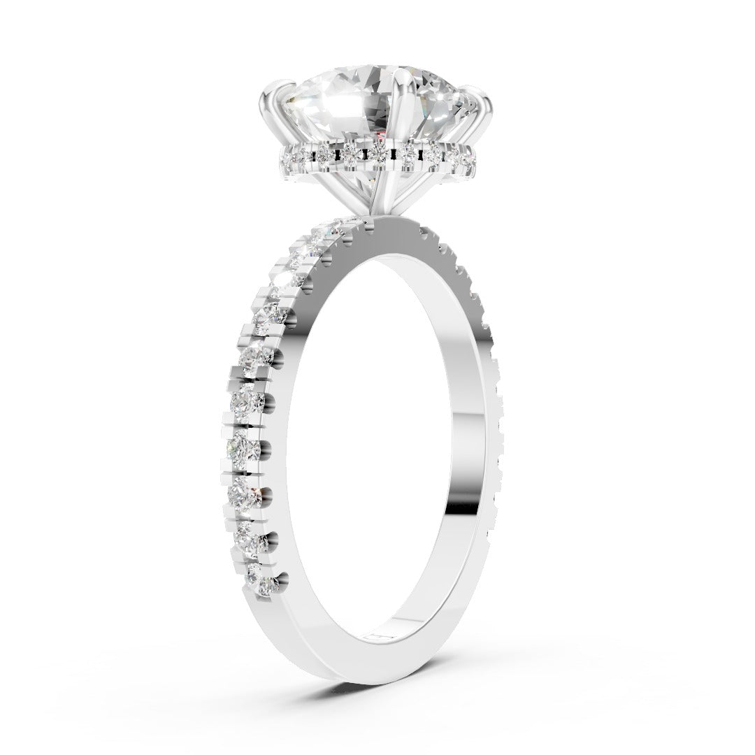 Round Diamond With Hidden Halo Anniversary Ring