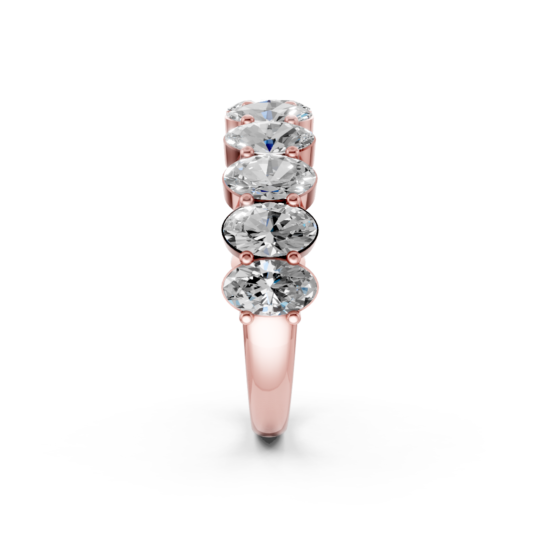 Shared Prong Oval Cut Half Eternity Band