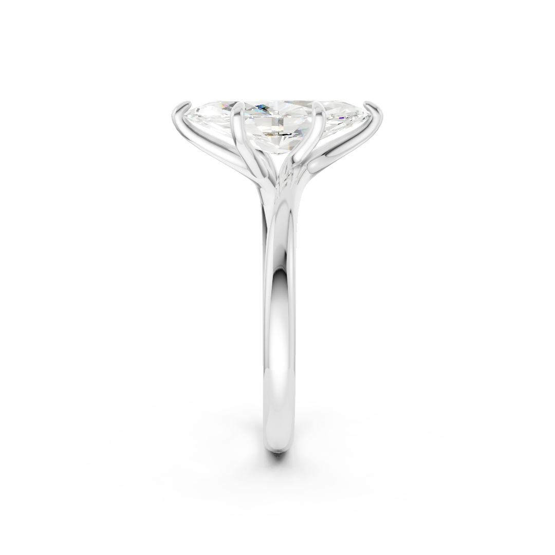 Marquise Diamond Bypass Shank Solitaire Ring