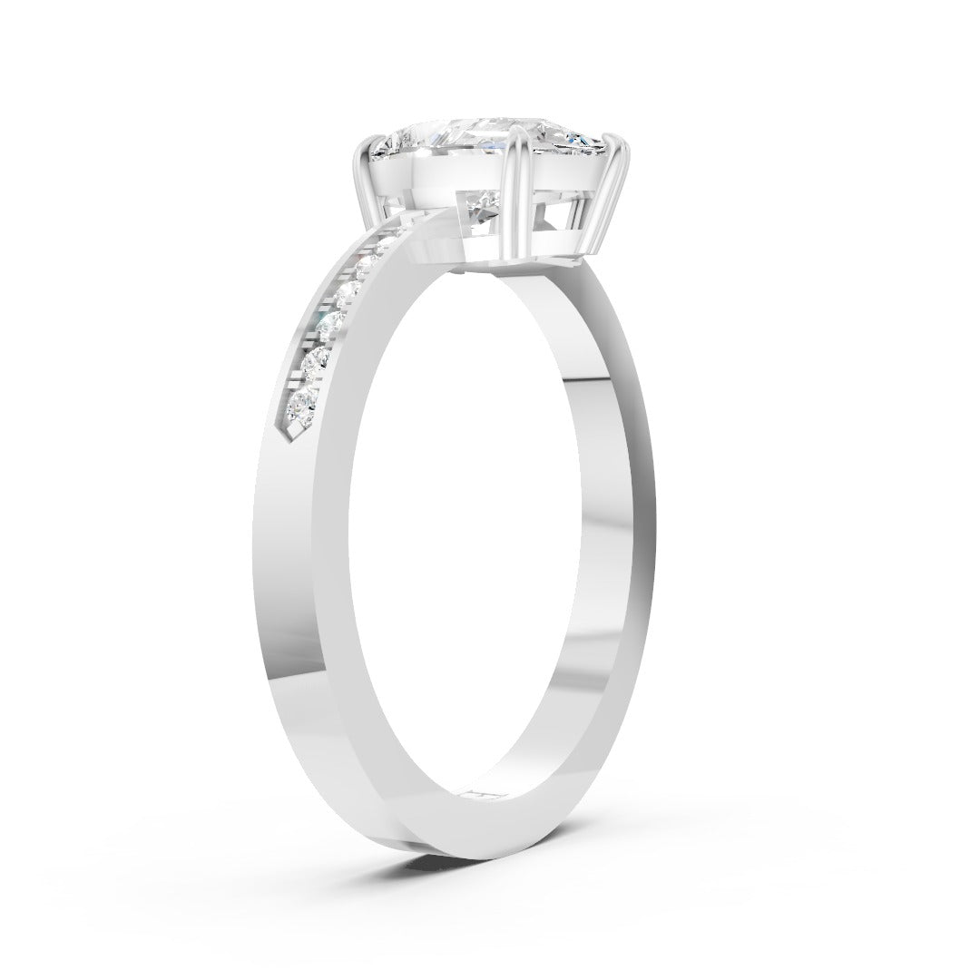 Pear Diamond Engagement Ring With Inset Side Stones