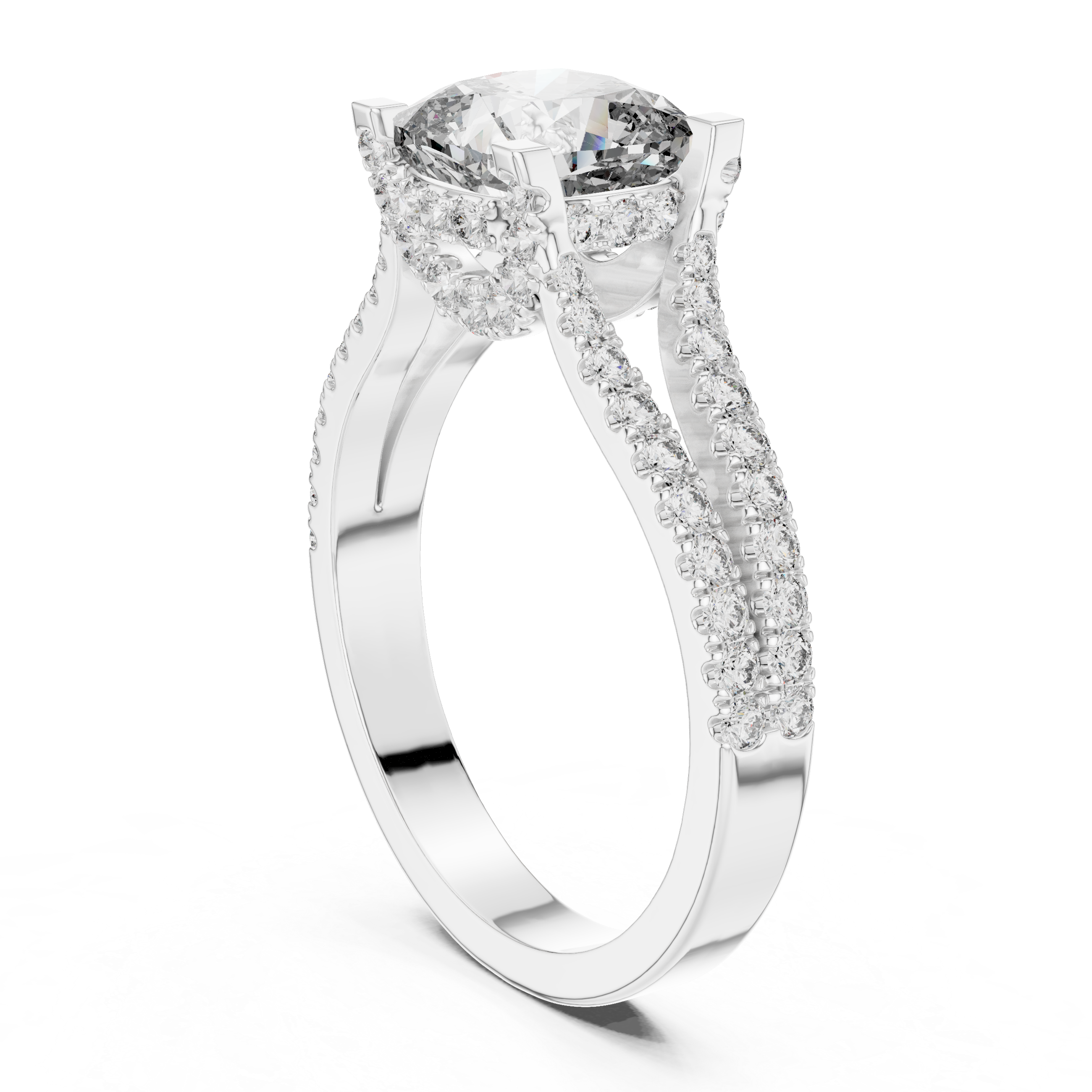Cushion Cut Split Shank Pave Anniversary Ring