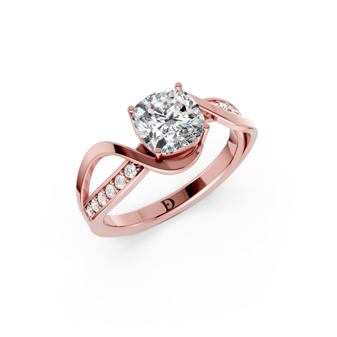 Cushion Cut Diamond Bypass With Ribbon Wrap Set Ring