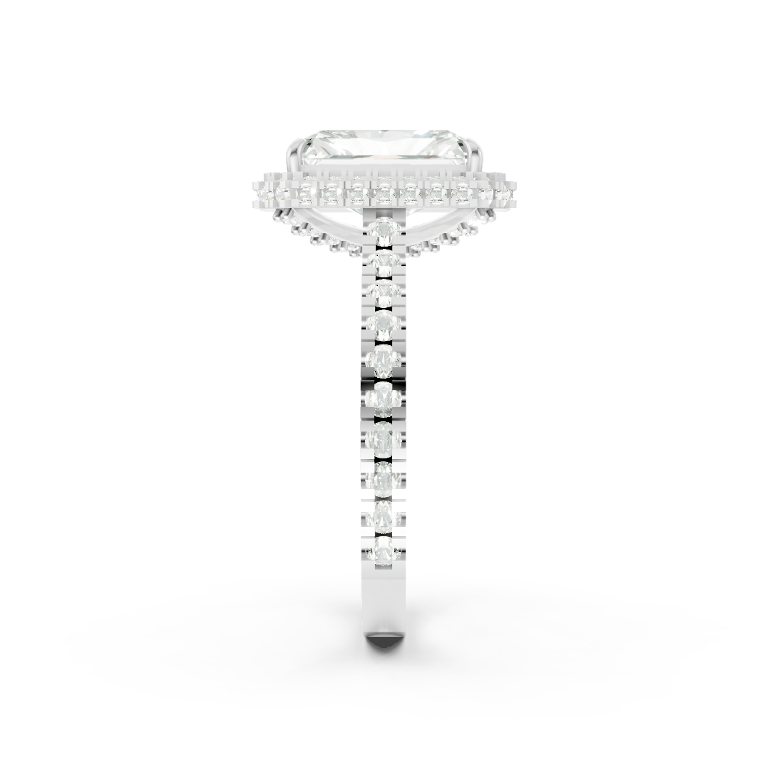 Radiant Diamond Halo Pave Set Ring