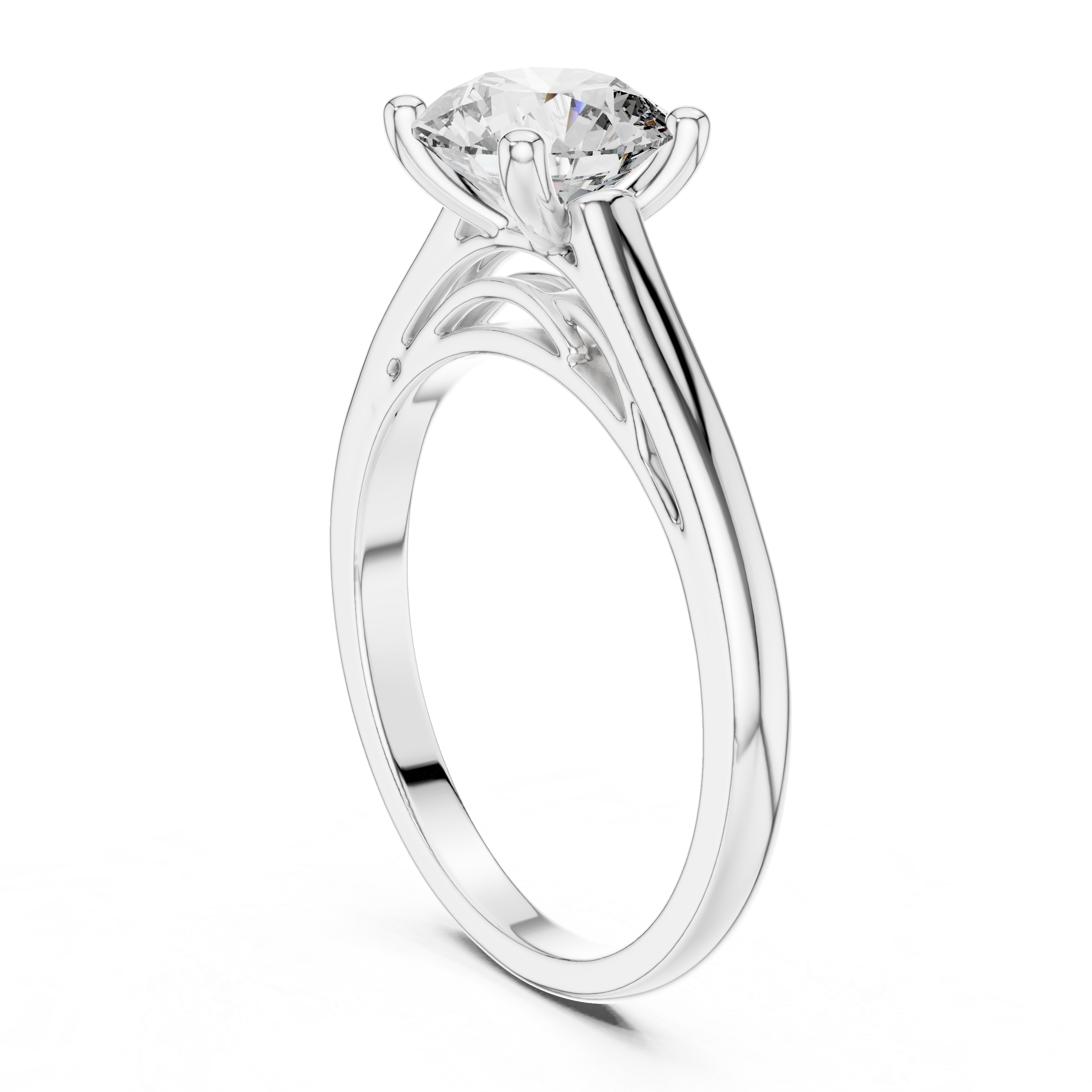 Round Cut Interlace Cathedral Shank Ring